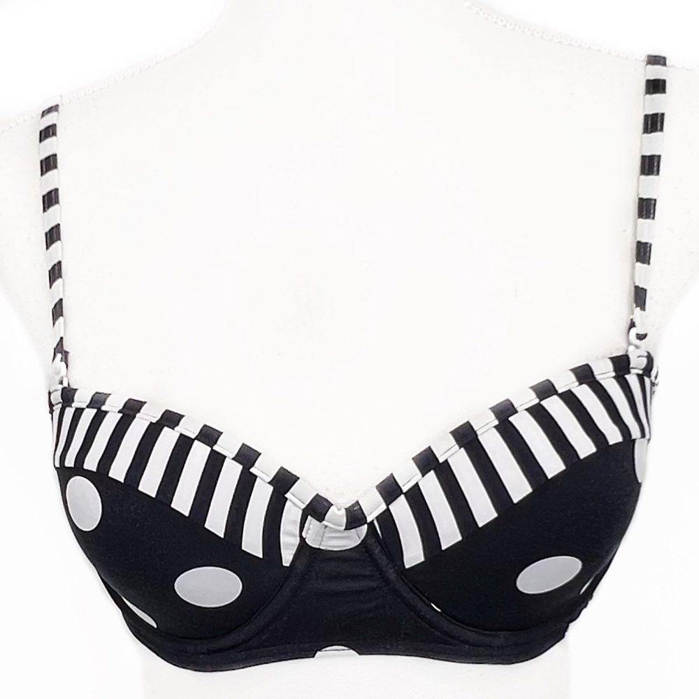 🌴👙Piha Black White Polka Dot Stripe Multiway Strap Bikini Top 8 3 for $20 Sale